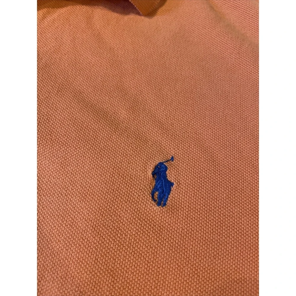Vintage Polo Ralph Lauren Orange Polo Shirt‎ Navy Pony Logo Men's Sz XL